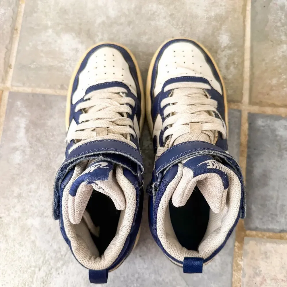 Nike Court Borough Mid Navy White Youth Boys Size 5Y